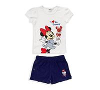SUN CITY Completo Estivo Disney Minnie Mouse, T-Shirt e Short da Bambina, 4 Anni, Blu
