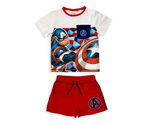 SUN CITY Completo Estivo Marvel Avengers, Iron Man, T-Shirt e Short da Bambino 4/10 Anni, Rosso