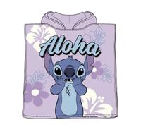 Sun City Disney Lilo & Stitch - Poncho da bagno per bambini, con cappuccio, motivo Keep Palm, ad asciugatura rapida, 3-6 anni, 55 x 110 cm (viola)