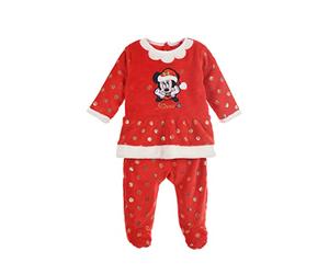 SUN CITY DISNEY MINNIE Pyjama Set di Pigiama, Red, 18 Mois Bimba