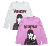 SUN CITY - Maglietta Bambina a Maniche Lunghe 100% Cotone | Top Grigio o Viola con Stampa mercoledì - Abbigliamento Ragazze Taglie 10-14 Anni [520208 Viola - 12 Anni]