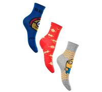 Sun City Minions - Set 3 Paia Calzini Bambini (Grigio, Rosso, Blu, 23-26)