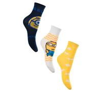 Sun City Minions - Set 3 Paia Calzini Bambini (Nero, Bianco, Giallo 23-26)