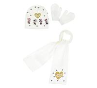 Sun City Minnie Mouse - Set invernale per bambini, 3 pezzi, cappello, guanti e sciarpa, bianco, 50
