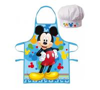 SUN CITY Set Chef Bambino Grembiule e Cappello - Licenza Ufficiale Disney Marvel Nickelodeon - Taglia Unica 3-8 Anni - Idea Regalo per Cucina e Attività Creative [22256 Blu Mickey Mouse]