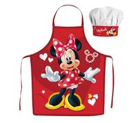 SUN CITY Set Chef Bambino Grembiule e Cappello - Licenza Ufficiale Disney Marvel Nickelodeon - Taglia Unica 3-8 Anni - Idea Regalo per Cucina e Attività Creative [38451 Rosa Minnie Mouse]