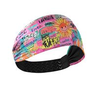 Sun Colorful Art Parole Doodle Antiscivolo sudore fasce elastiche per capelli per Yoga make up lavaggio viso bandas para el sudor