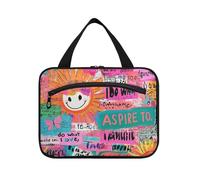 Sun Colorful Art Words Doodle Hanging Toiletry Bags per Viaggiare Donne con gancio, Designer Essentials Borse Medicine per i Viaggiatori Bagno bolso de Mano para Hombre L