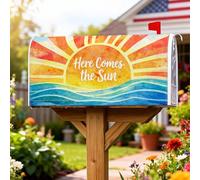 Sun - Coperture magnetiche per cassetta postale, motivo onde vibranti, colore giallo, per decorare la casa e il giardino, 53 x 64 cm