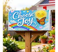 Sun Coperture magnetiche per cassette postali, copertura per cassetta postale con farfalla gioiosa primavera arcobaleno blu per decorazione giardino esterno 53 x 64 cm