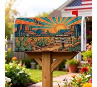 Sun Coperture magnetiche per cassette postali, copertura per cassette postali stagionali in stile deserto, vintage, cactus, montagne, estate, arancione, per decorazioni esterne, 45,7 x 53,3 cm