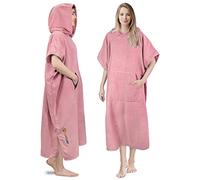 SUN CUBE - Poncho da surf con cappuccio, asciugamano per cambio muta in microfibra ad asciugatura rapida, con tasca, per surf, uomini e donne, rosa, taglia unica