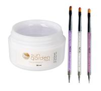 Sun Garden Nails Gel strutturante UV Classic 30 ml con pennello per unghie di design 2 in 1 - gel costruttore e pennello gel con Dotting Tool