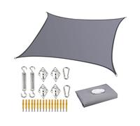 Sun Grey Sun Shade Sail Rectangle Impermeabile Giardino Esterno Patio Partita Sulnica Sun dalla Crema Solare 2x3M 3x5m 4x6m Blocco UV a baldacchino 98% con Corda e Kit di Fissaggio gratuiti, più