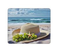 Sun Hat On The Beach Tappetino Mouse Soffice Tappetino per Mouse Base in Gomma Mousepad per Pc Laptop Casa 25X30Cm
