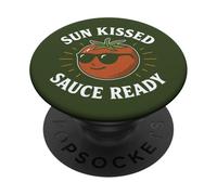 Sun Kissed Sauce Ready Funny Tomato Occhiali da sole PopSockets PopGrip Adesivo