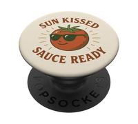 Sun Kissed Sauce Ready Funny Tomato Occhiali da sole PopSockets PopGrip Adesivo