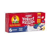 Sun-Maid Blueberry & Vanilla yogurt uva passa rivestita - Confezione da 6 pezzi da 28 g - Snack a frutta secca rivestito con yogurt per pranzo e snack