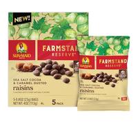 Sun-Maid Farmstand Reserve - Sali marini, cacao e caramello, uvetta spolverata, confezione da 5 pezzi, borsa per snack da 22,7 g