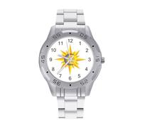 Sun Moon and Star - Orologio da polso da uomo, in acciaio inox, analogico, al quarzo, per lavoro, Stile:, regular, Bracciale