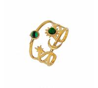 Sun Moon Star Anelli di Apertura in Acciaio Inossidabile Regolabile Oro 18k Placcato Trama Dito Delicato Gioielli alla Moda Regalo di Compleanno