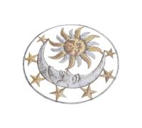 Sun Moon Wall Hanging Iron Yellow 29.5x29.5cm Outdoor Decoration 1Pack