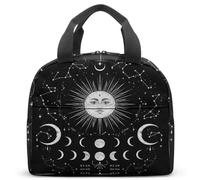 Sun Moon Zodiac Celestial Borsa termica per il pranzo con stampa 360 per bambini e bambini, motivo cosmico con stelle, 23 x 13 x 21 cm (01)