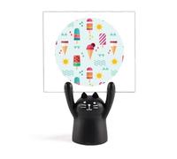 Sun Mountain River Popsicle Sweet Ice Memo Holder Cartoon Black Cat Stand Decorazione