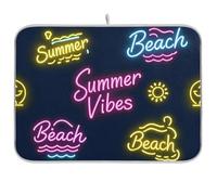Sun Neon Estate Vibes Spiaggia Riutilizzabile Asciugatura Piatto mat 18x24 Rettangolo Grande Scolapiatti mat Decorativo Home Decor Essentials