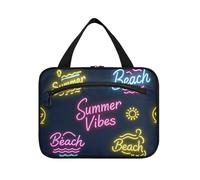 Sun Neon Summer Vibes Beach Hanging Travel Toiletry Bag con gancio, Designer Borse Unisex per gli Uomini per le Donne Viaggio Viaggio bolso de maquillaje para Mujer L