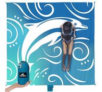 SUN NINJA Oversized Beach Blanket - Sandproof Beach Blanket, 10ft x 9ft Sand Free Blanket, Lightweight, Water Resistant, Includes Carry Bag, 4 Pegs, Shoulder Strap for Family Outings
