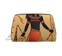 Sun Old Egyptian Timeless Grace, piccola borsa per il trucco in pelle portatile con stampa di grazia senza tempo borsa da viaggio per cosmetici, organizer per donne, cerniera dorata, Oro, One Size