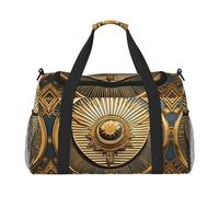 Sun Old Egyptian Timeless Grace Print Everyday Use Travel Duffle Bag Grande Capacità Borsa da Viaggio Elegante Borsa Funzionale, nero, Taglia unica