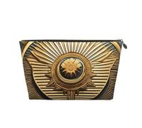Sun Old Egyptian Timeless Grace Print Leather Travel Toiletry Bag per le donne Borsa da viaggio per articoli da toeletta Borsa per cosmetici Borsa per il trucco, Oro, Taglia unica, Beauty case