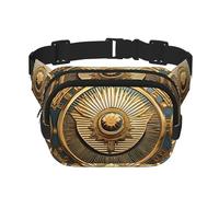 Sun Old Egyptian Timeless Grace Print Men and Women Square Double Layer Marsupio Allenamento Crossbody Viaggio Marsupio, nero, Taglia unica