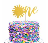Sun One Birthday Cake Toppers - Gold Glitter Baby First Birthday Cake Topper, Sun 1st Birthday Cake Topper for Smash Cake/Baby Shower/Photo Booth Props Decor, You Are My Sunshine Cake Decoration