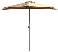 Sun Parasol Umbrella Garden Parasols Khaki Patio Balcony Half Umbrella Semi-Circular with Crank, Sun Shade Semi Round Circular for Outdoor Garden Small Terrace
