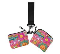 Sun Parole d'arte colorate carino portafogli da donna custodie per carte piccole portamonete portatile borsa portafoglio con cinturino da polso per signora 2 pezzi, sole colorato arte parole carino, 1