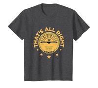 Sun Records Elvis Presley Thats all Right Maglietta, Bambini, Grigio Scuro, 8 Anni