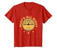 Sun Records Elvis Presley Thats all Right Maglietta, Bambini, Rosso, 3 Anni