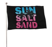 Sun Salt Sand, Palm Tree And Letter Flag Colore Vivido Bandiera Da Giardino Resistente Alle Intemperie Bandiera Per Giardino Balcone Casa 90X150Cm