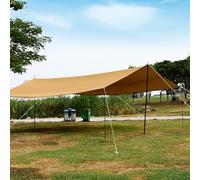 Sun Shade Outdoor Broday, Sun and Rain Protection 300D Oxford Cloth, Tenda da campeggio Impossibile, tela di parala di sole oversize tra cui il palo di supporto e il sacco di stoccaggio,Beige