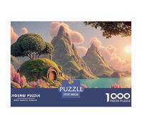 Sun Shines on The Mountains 1000 Pezzi Cartone Robusto Puzzle Fantasy Island Dwelling Sfida Unica Gioco Creativo Puzzle Per Bambini 38x26cm/1000pcs