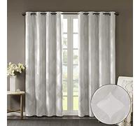 Sun Smart Bentley Total Blackout Curtains Window, Ogee Knitted Jacquard, Grommet Top Living Room Decor, Thermal Insulated Light Blocking Drape for Bedroom and Apartments 50x95, Ivory