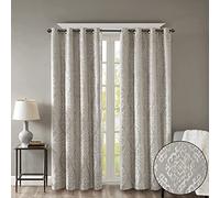 Sun Smart Tende oscuranti 100% totali, in Tessuto Jacquard Damascato, con Occhielli sulla Parte Superiore, Poliestere, Grigio Mirage, 241,3 x 127 cm