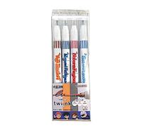 SUN-STAR Jujutsu Kaisen, penna a due colori Twiink, a base d'acqua, set da 4 (arancione x nero, menta x blu navy, rosso x rosa, azzurro x blu) un set