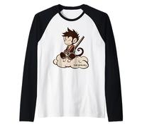 Sun Wukong su una nuvola Re Scimmia Leggenda cinese Maglia con Maniche Raglan