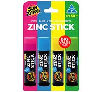 Sun Zapper Crema solare per bambini in zinco - Rainbow Pack (rosa, blu, verde, giallo) - Protezione solare molto elevata SPF50+ UVA/UVB+ Sun Zapper crema solare per bambini e adulti