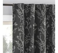 Sun Zero Ambridge - Confezione da 2 tende a pannello ricamate con foglie ricamate, 100% oscuranti, 127 x 243,8 cm, colore: acciaio