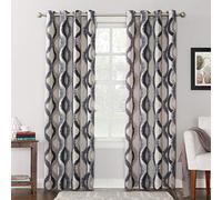 Sun Zero Burbank Geometric Ogee Watercolor Print Energy Efficient Tenda a Pannello con Occhielli, Acciaio Inossidabile, Grigio, W 54" x L 95" (1 Panels)